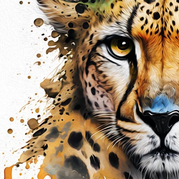 8x8 Cheetah Watercolor Oil Painting Wall Art‎ Print - Picture 4 of 6